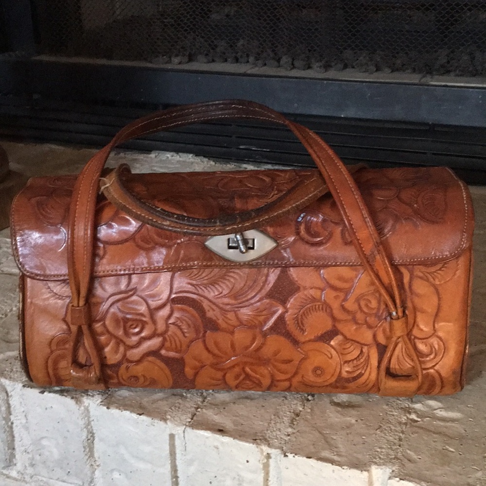 Hand tooled leather purse